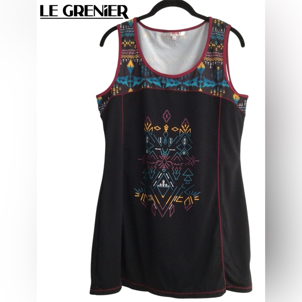 💜LE GRENIER Black Tribal Print Sleeveless Tank Top
